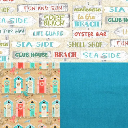 3 Yard Fabric Bundle - Beach Travel Beach Huts & Signs - Beachside Quilts